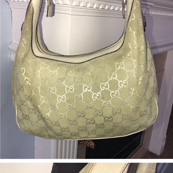 GUCCI SUEDE GG MONOGRAM MEDIUM BAG RARE CLUTCH BAG - Picture 3 of 12